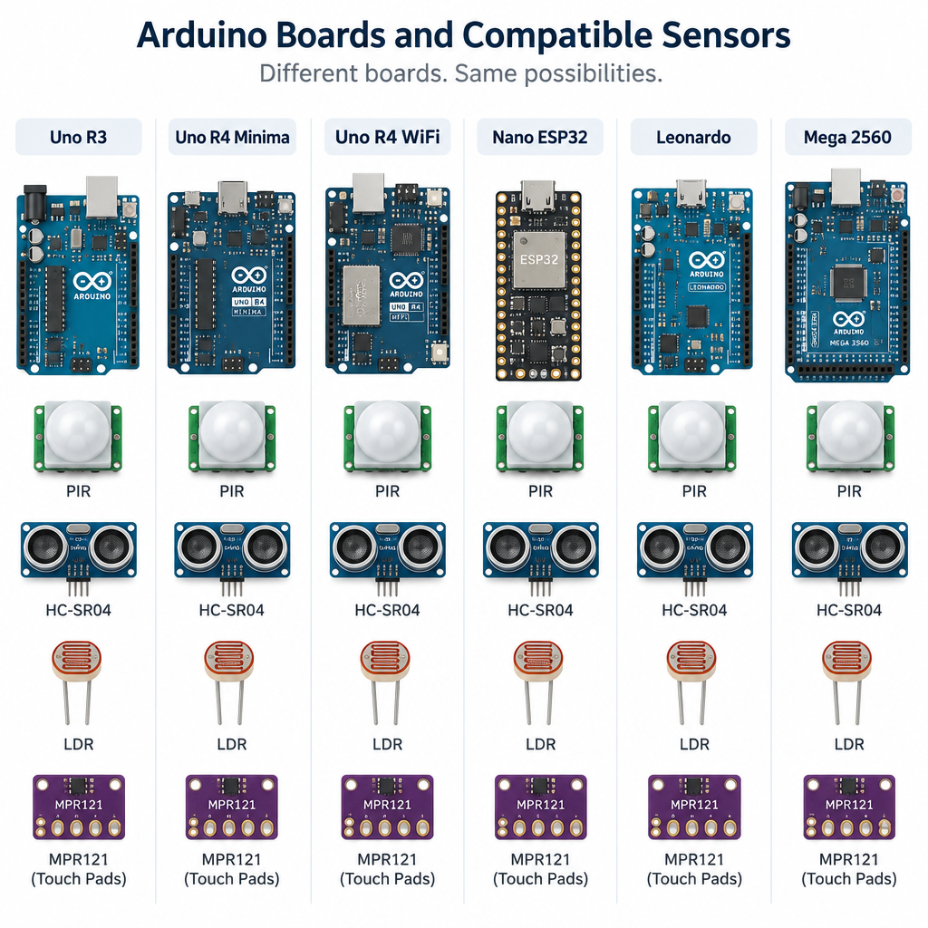 Arduino Board and Sensor Comparison Chart
