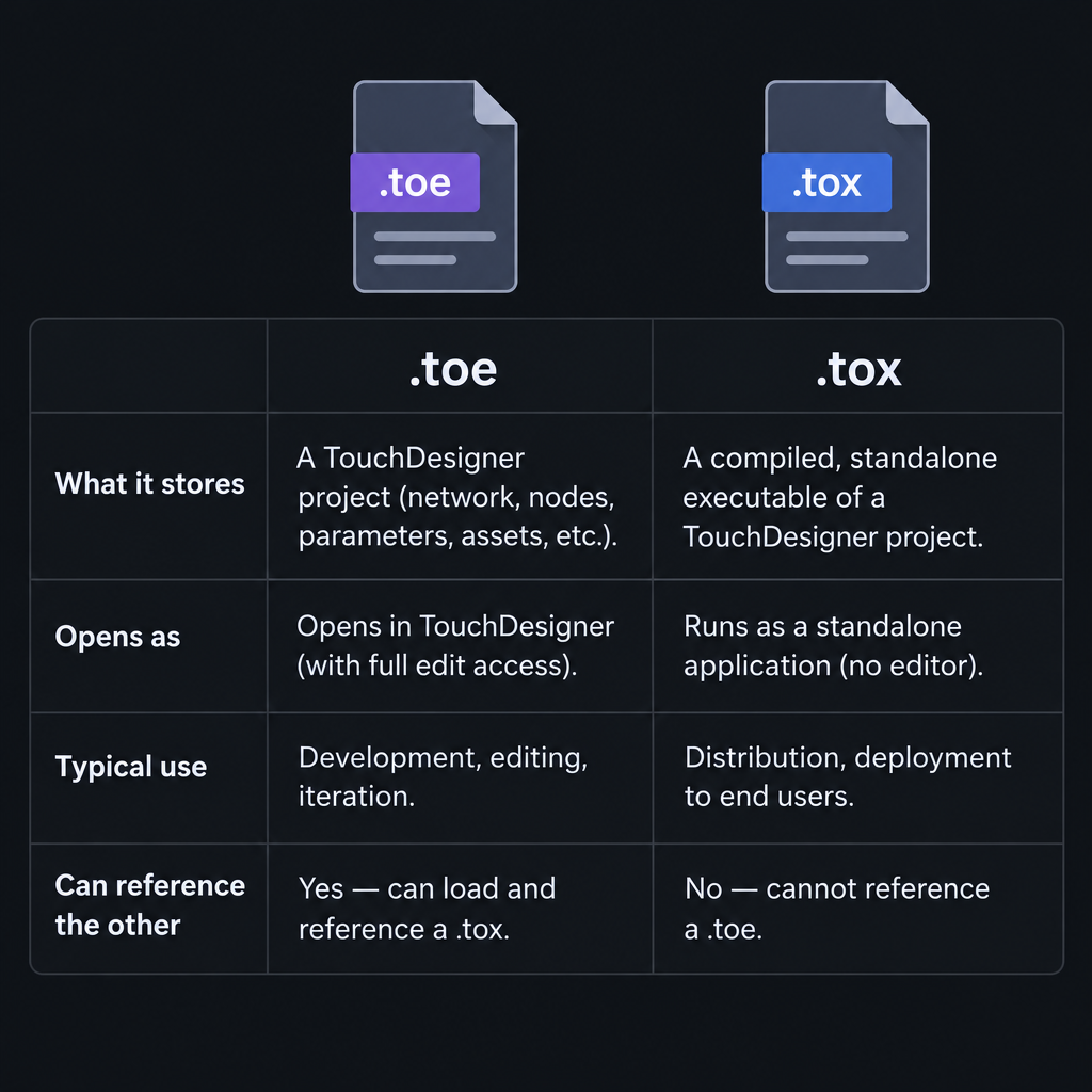 .toe vs .tox Comparison Table